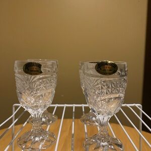 4 Vintage Action Zajecar Lead Crystal Cordial  Sherry Glasses ( Yugoslavia)